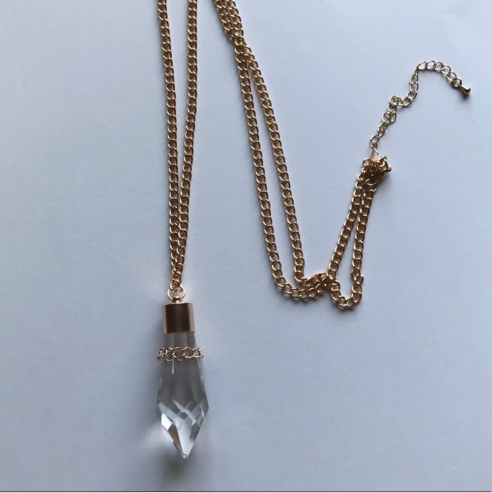repurposed glass crystal drop necklace